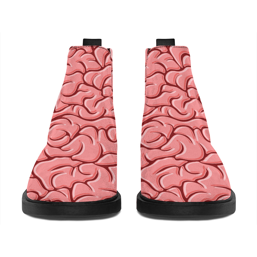 Human Brain Print Flat Ankle Boots