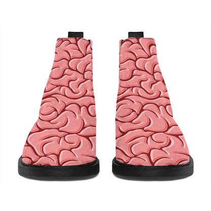Human Brain Print Flat Ankle Boots