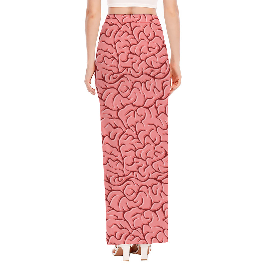 Human Brain Print High Slit Maxi Skirt