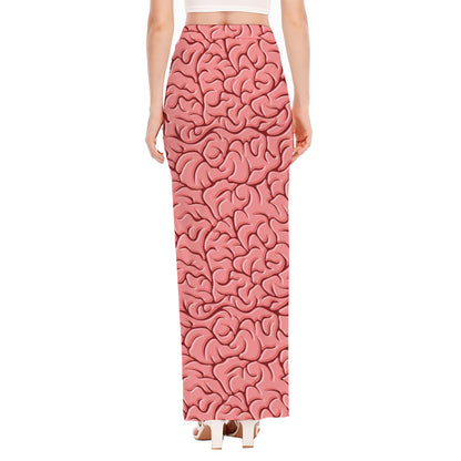 Human Brain Print High Slit Maxi Skirt