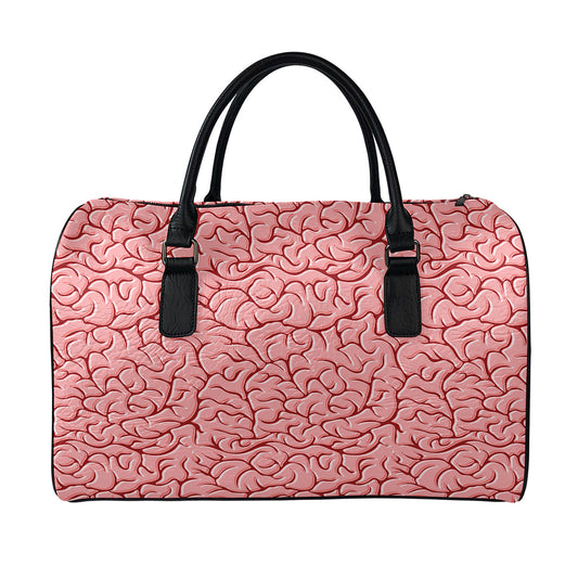 Human Brain Print Leather Duffle Bag