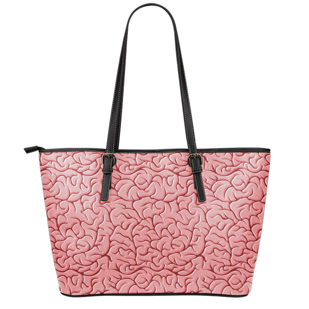 Human Brain Print Leather Tote Bag