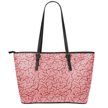 Human Brain Print Leather Tote Bag