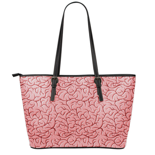 Human Brain Print Leather Tote Bag