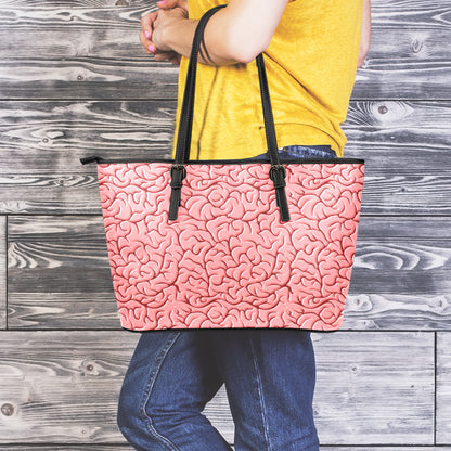 Human Brain Print Leather Tote Bag
