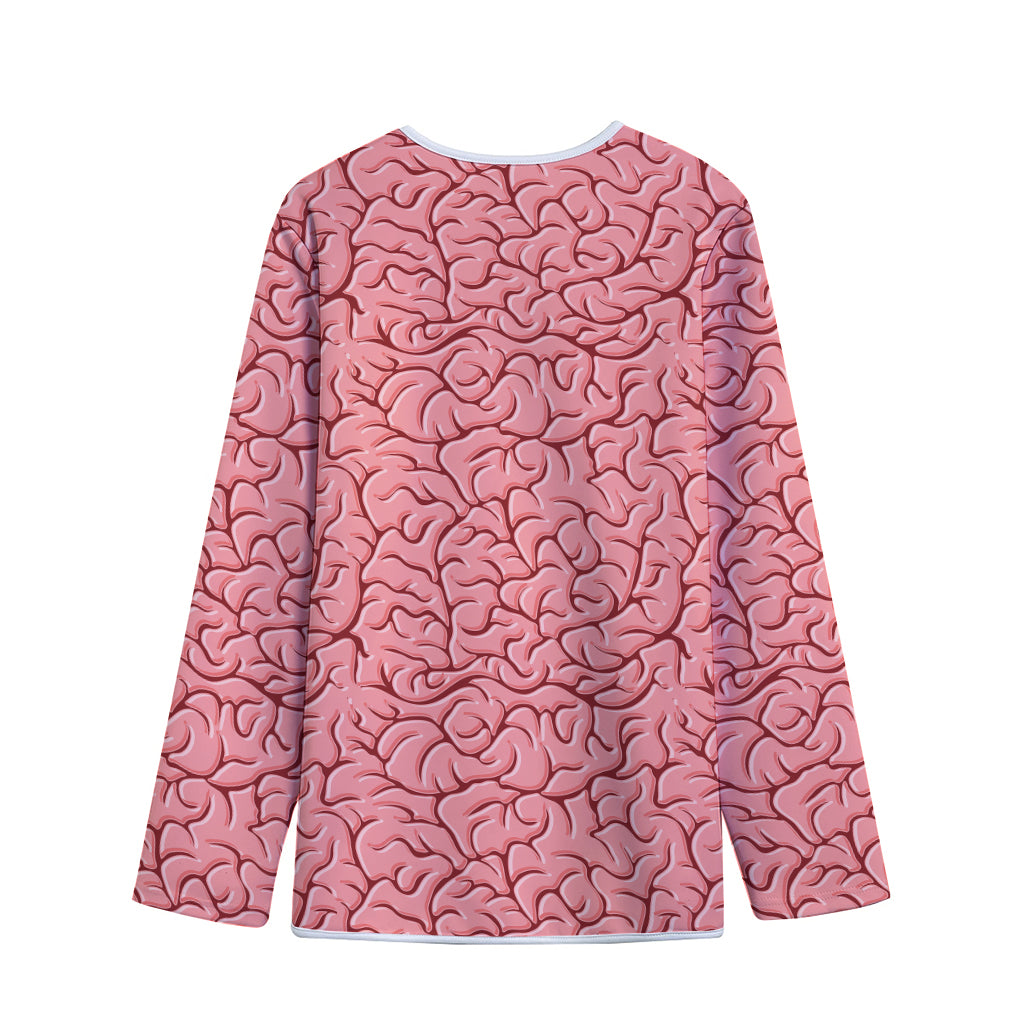 Human Brain Print Long Sleeve Short Coat