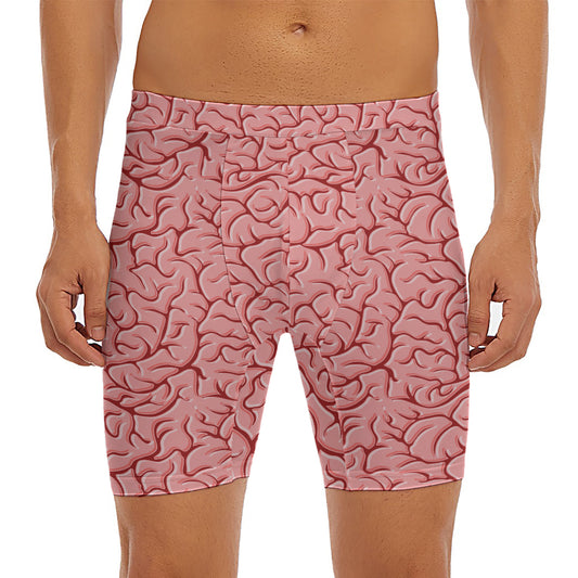 Human Brain Print Men's Long Boxer Briefs
