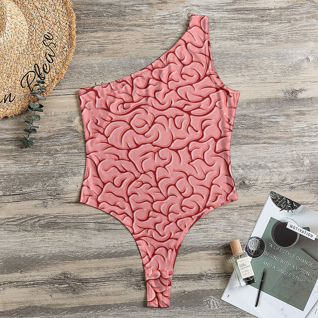 Human Brain Print One Shoulder Bodysuit