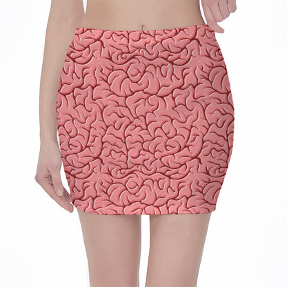 Human Brain Print Pencil Mini Skirt