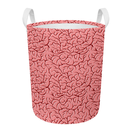 Human Brain Print Round Laundry Basket