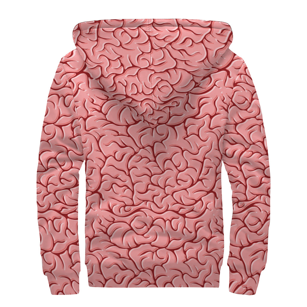 Human Brain Print Sherpa Lined Zip Up Hoodie