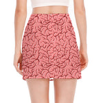 Human Brain Print Side Slit Mini Skirt