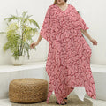 Human Brain Print Silk V-Neck Kaftan Dress