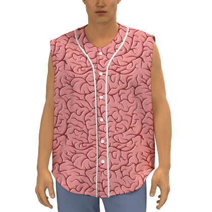 Human Brain Print Sleeveless Baseball Jersey