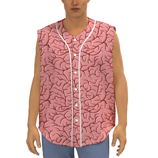Human Brain Print Sleeveless Baseball Jersey