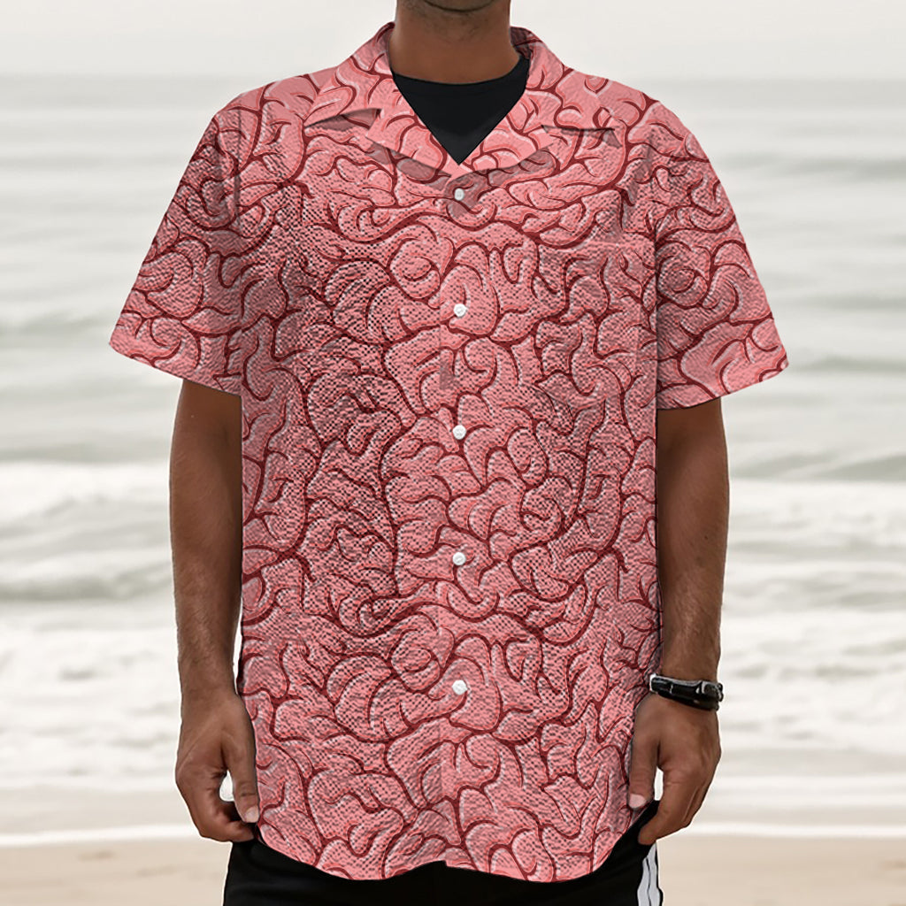 Human Brain Print Textured Short Sleeve Shirt