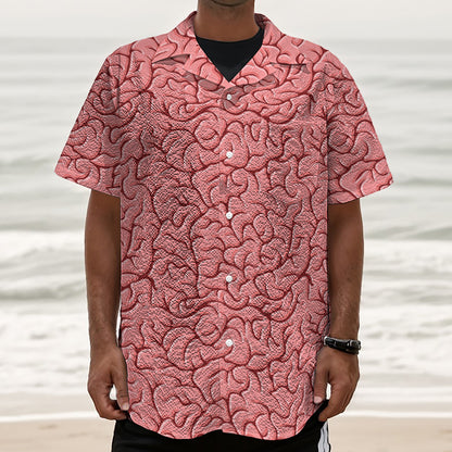 Human Brain Print Textured Short Sleeve Shirt