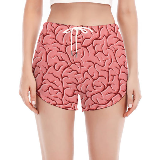 Human Brain Print Women's Split Running Shorts