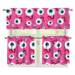Human Eyeball Pattern Print 3 Piece Kitchen Curtains