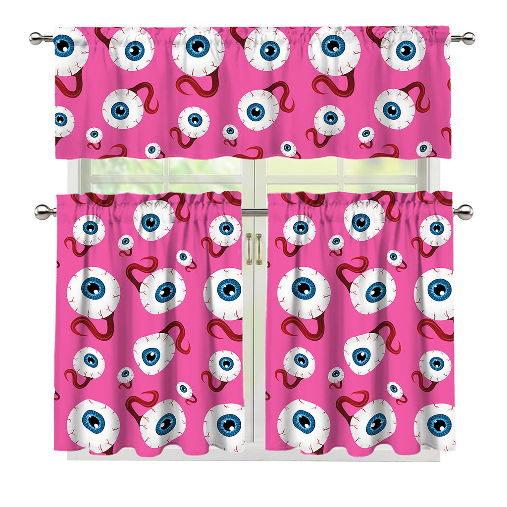 Human Eyeball Pattern Print 3 Piece Kitchen Curtains