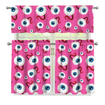 Human Eyeball Pattern Print 3 Piece Kitchen Curtains