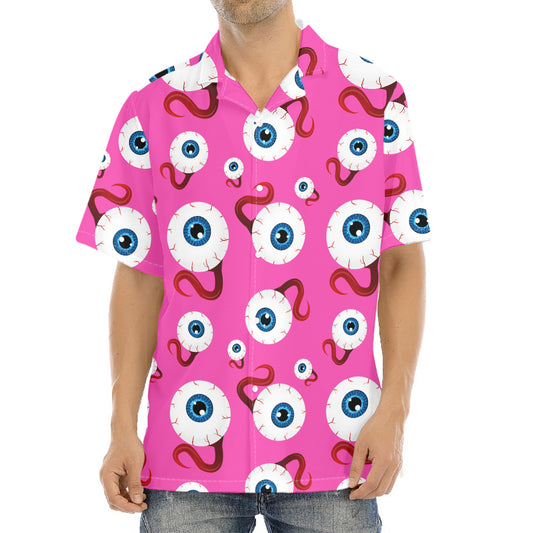 Human Eyeball Pattern Print Aloha Shirt