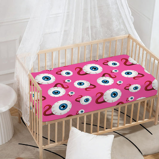 Human Eyeball Pattern Print Baby Crib Sheet
