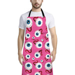 Human Eyeball Pattern Print Bib Apron With Pocket