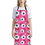 Human Eyeball Pattern Print Bib Apron With Pocket