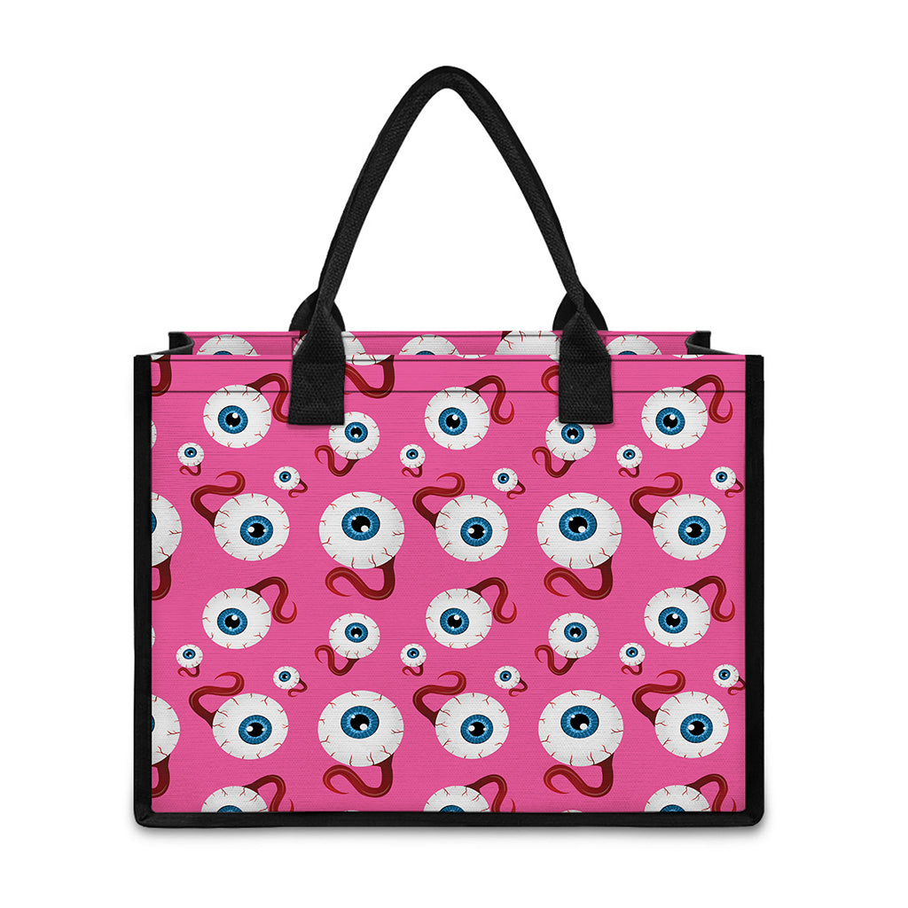 Human Eyeball Pattern Print Canvas Tote Bag