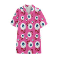 Human Eyeball Pattern Print Cotton Hawaiian Shirt