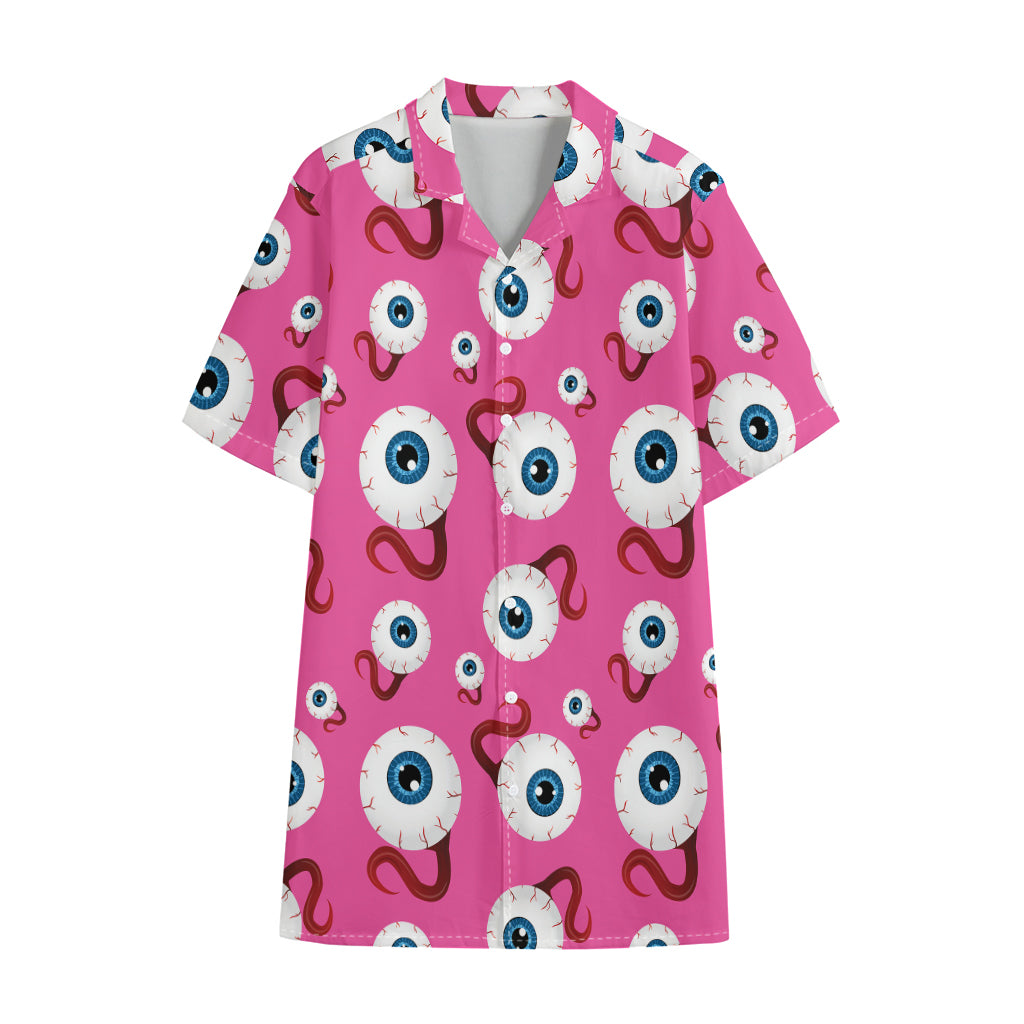 Human Eyeball Pattern Print Cotton Hawaiian Shirt