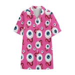 Human Eyeball Pattern Print Cotton Hawaiian Shirt