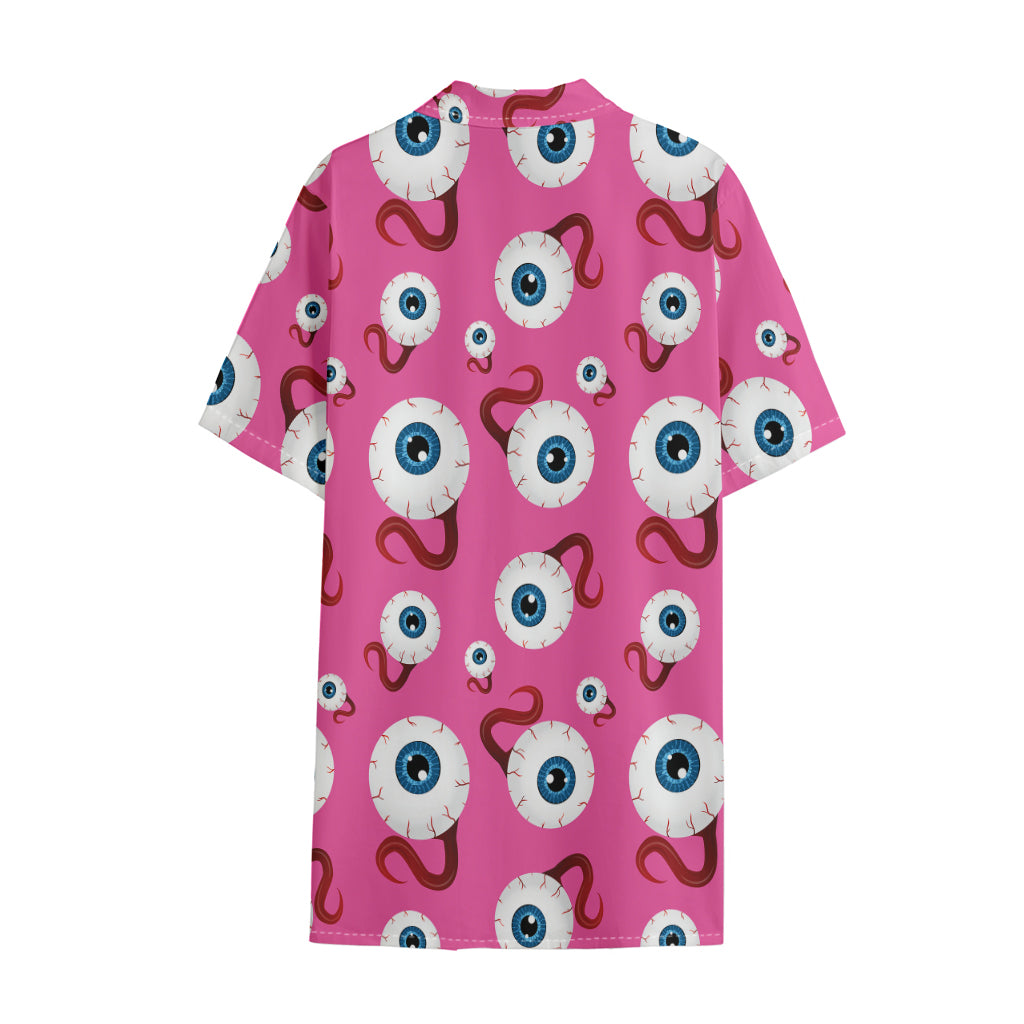 Human Eyeball Pattern Print Cotton Hawaiian Shirt