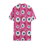 Human Eyeball Pattern Print Cotton Hawaiian Shirt