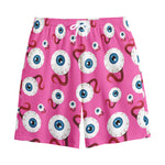 Human Eyeball Pattern Print Cotton Shorts