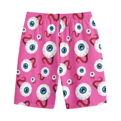 Human Eyeball Pattern Print Cotton Shorts
