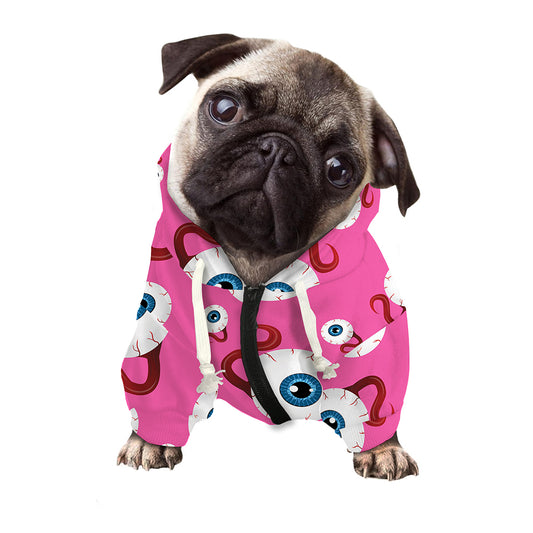 Human Eyeball Pattern Print Dog Zip Up Hoodie