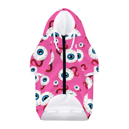 Human Eyeball Pattern Print Dog Zip Up Hoodie