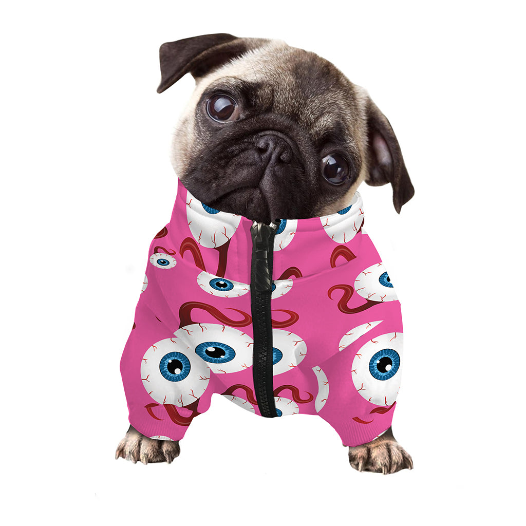 Human Eyeball Pattern Print Dog Zip Up Jacket