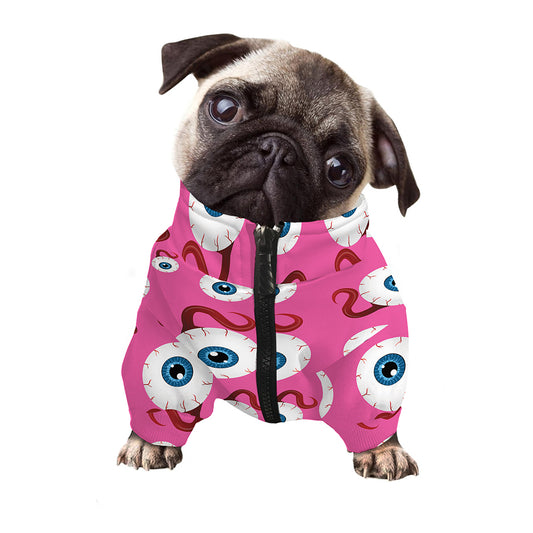 Human Eyeball Pattern Print Dog Zip Up Jacket