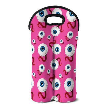 Human Eyeball Pattern Print Double Neoprene Wine Tote