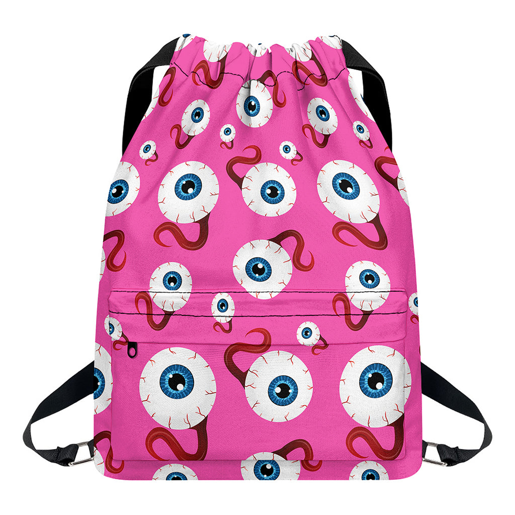 Human Eyeball Pattern Print Drawstring Backpack