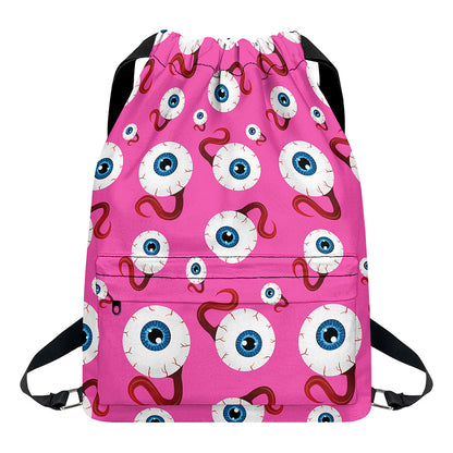 Human Eyeball Pattern Print Drawstring Backpack