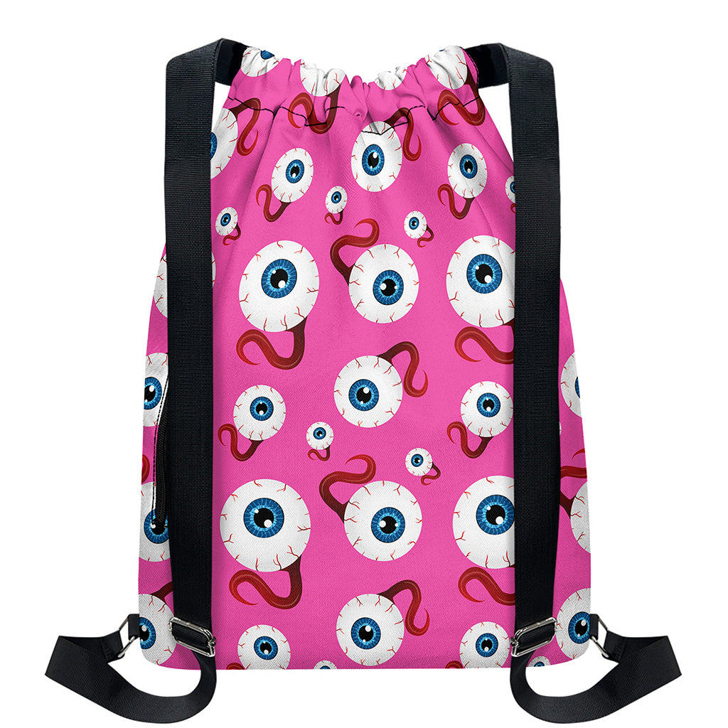 Human Eyeball Pattern Print Drawstring Backpack