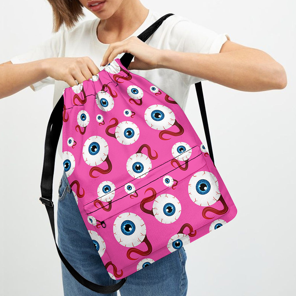 Human Eyeball Pattern Print Drawstring Backpack