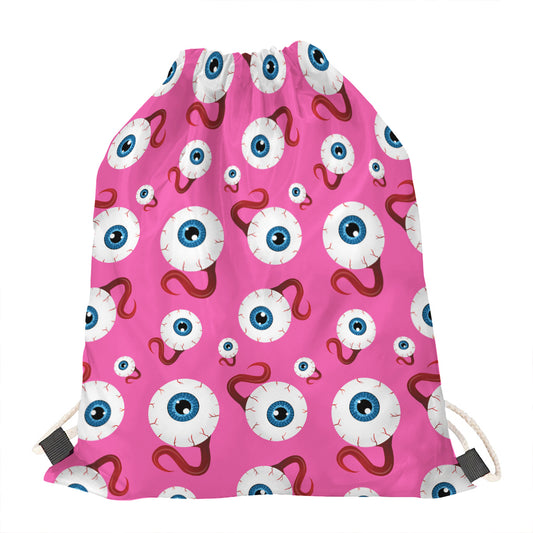 Human Eyeball Pattern Print Drawstring Bag