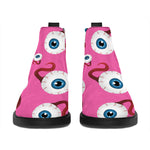 Human Eyeball Pattern Print Flat Ankle Boots