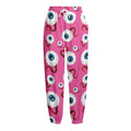 Human Eyeball Pattern Print Fleece Lined Knit Pants