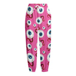Human Eyeball Pattern Print Fleece Lined Knit Pants
